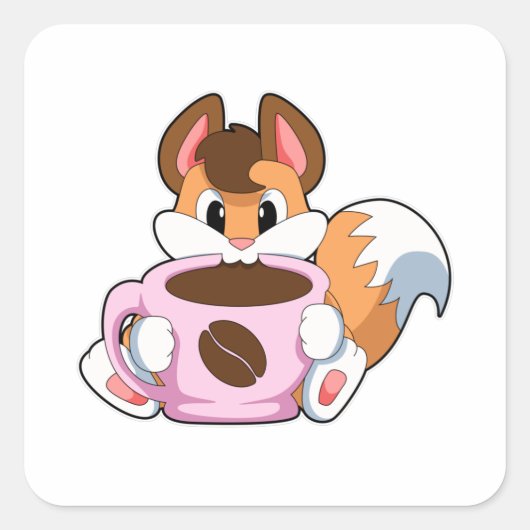 キツネ(コーヒー入り) スクエアシール (正面)