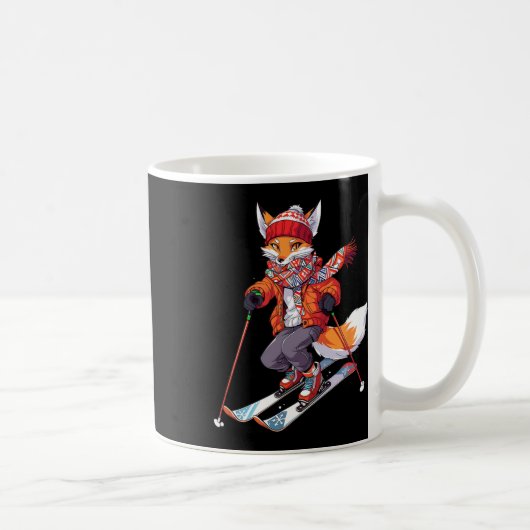 キツネ スキー スキーヤー 冬 雪 1 コーヒーマグカップ (右)