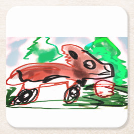 キツネ スクエアペーパーコースター