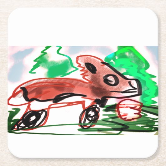 キツネ スクエアペーパーコースター (正面)