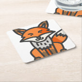 キツネ スクエアペーパーコースター (アングル)