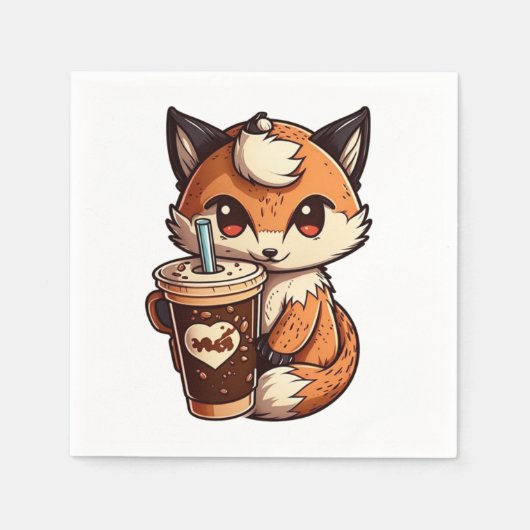キツネ スタンダードカクテルナプキン (正面)