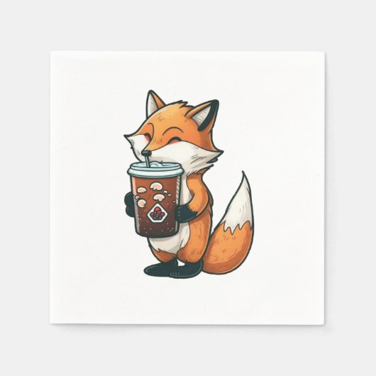 キツネ スタンダードカクテルナプキン (正面)