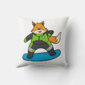 キツネ:スノーボード付きスノーボーダー クッション (裏面)