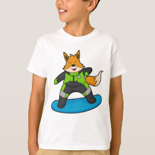 キツネ:スノーボード付きスノーボーダー Tシャツ