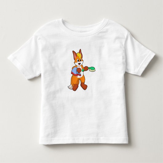 キツネ（タオルとブラシ） トドラーTシャツ (正面)