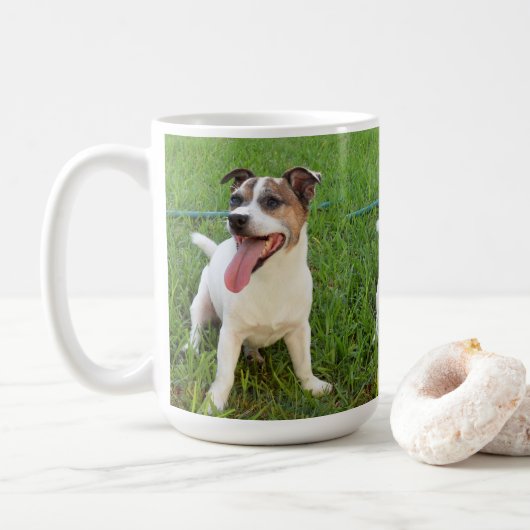 キツネ・テリア、舌を頬に コーヒーマグカップ (ドーナツ)