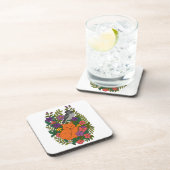 キツネ、ハトと花 コースター (右側)