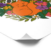 キツネ、ハトと花 フォトプリント            (角)