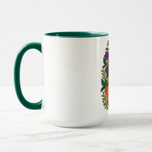 キツネ、ハトと花 マグカップ (左)