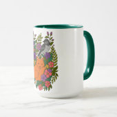 キツネ、ハトと花 マグカップ (正面右)