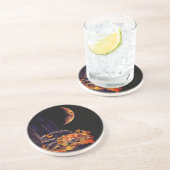 キツネ、ハリネズミ、アンバームーンと野生動物のコラージュ コースター (側面)