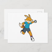 キツネ ハンドボール選手 ハンドボール ポストカード (正面/裏面)