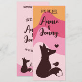 キツネ&バードピンクサンセット セーブザデート (正面/裏面)