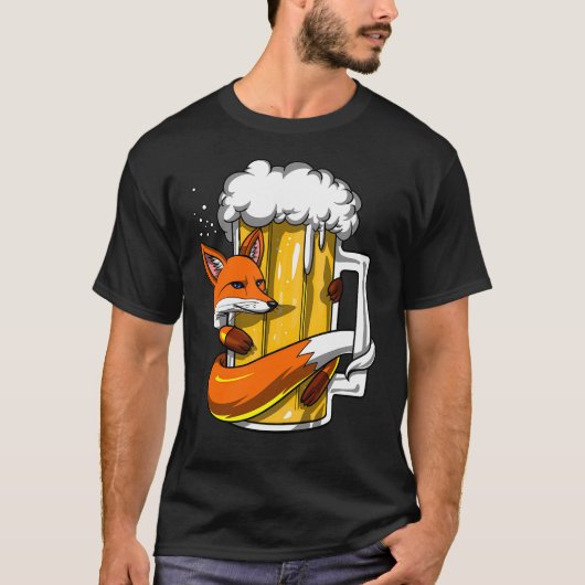 キツネ ビール好き Tシャツ (正面)