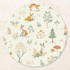 「キツネ・フォレスト・コースター」 ラウンドペーパーコースター
