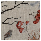 キツネ – フクロウ – リス – 木の枝 ファブリック (クローズアップ)