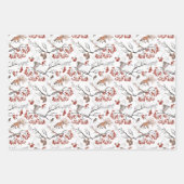 キツネ – フクロウ – リス – 木の枝 ラッピングペーパーシート (正面2)