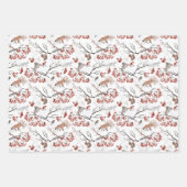 キツネ – フクロウ – リス – 木の枝 ラッピングペーパーシート (正面)