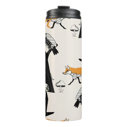 キツネ、フクロウ、木、ヴィンテージシームレス。 タンブラー (正面)