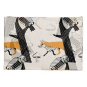 キツネ、フクロウ、木、ヴィンテージシームレス。 枕カバー (裏面)