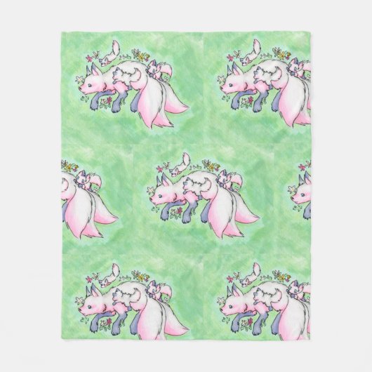 キツネ フリースブランケット (正面)