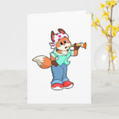 キツネ（ブラシとカラー） カード (黄色い花)