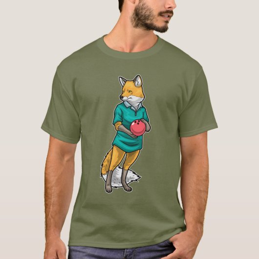 キツネ ボウリング ボウリングボール Tシャツ (正面)
