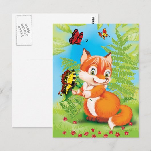 キツネ ポストカード (正面/裏面)