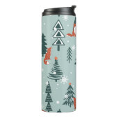 キツネ、モミ、冬、カラフル模様 タンブラー (回転左)