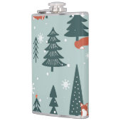 キツネ、モミ、冬、カラフル模様 フラスク (左)