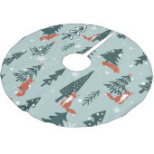 キツネ、モミ、冬、カラフル模様 ブラッシュドポリエステルツリースカート (アングル)