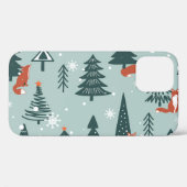 キツネ、モミ、冬、カラフル模様 Case-Mate iPhoneケース (裏面 (横))