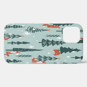 キツネ、モミ、冬、カラフル模様 Case-Mate iPhoneケース (裏面 (横))