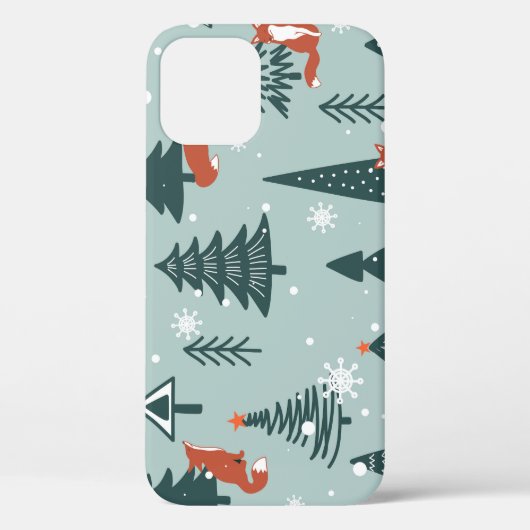 キツネ、モミ、冬、カラフル模様 Case-Mate iPhoneケース (裏面)