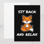 キツネ ヨガ 座って リラックス 招待状 (正面/裏面)