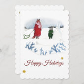 キツネ&ラビットウィンターイラストレーションクリスマス (正面/裏面)
