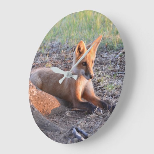 キツネ ラージ壁時計 (傾斜)