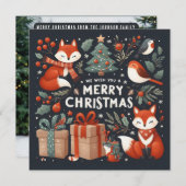 キツネ、ロビンズギフトボックスメリークリスマス シーズンカード (正面/裏面)