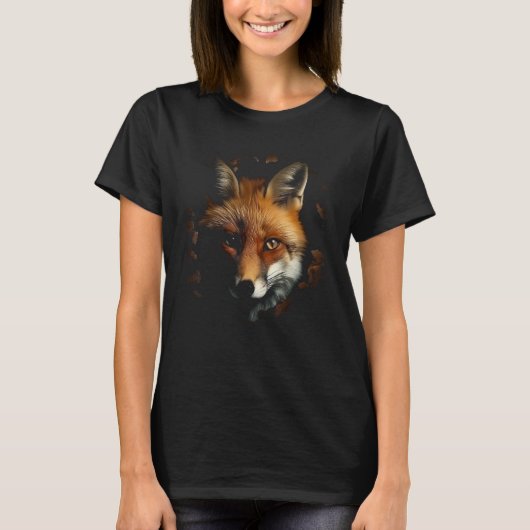 キツネ 壁 動物 キツネ Tシャツ (正面)