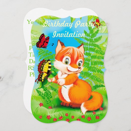 キツネ 招待状 (正面/裏面)