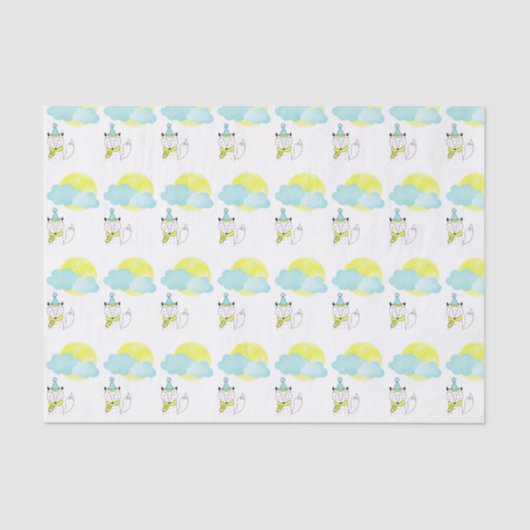 キツネ、月、雲 薄葉紙 (正面)