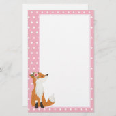 キツネ，木の国，かわいい，ガーリーおもしろい, 便箋 (正面/裏面)
