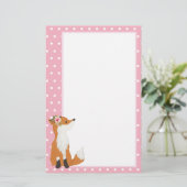 キツネ，木の国，かわいい，ガーリーおもしろい, 便箋 (スタンド正面)