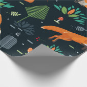 キツネ、木、、ミュシャ葉ロのシームレスパターン ラッピングペーパー (角)
