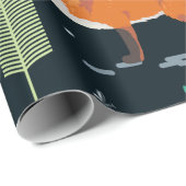 キツネ、木、、ミュシャ葉ロのシームレスパターン ラッピングペーパー (ロールコーナー)