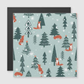 キツネ, 松の木, 冬, カラフルなパターン (正面/裏面)