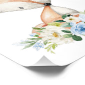 キツネ、森林動物、ボホ、青い花 フォトプリント (角)