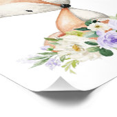 キツネ、森林動物、防峰、紫の花 フォトプリント            (角)