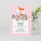 キツネ, 森, かわいい, 女の子らしい, 楽しい, おしゃれ, モダン, 招待状 (スタンド正面)